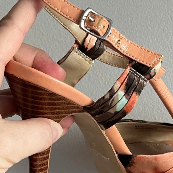 ALDO Women’s 5" High Heel Platforms size 6.5 open toe, coral fabric - Picture 8 of 12